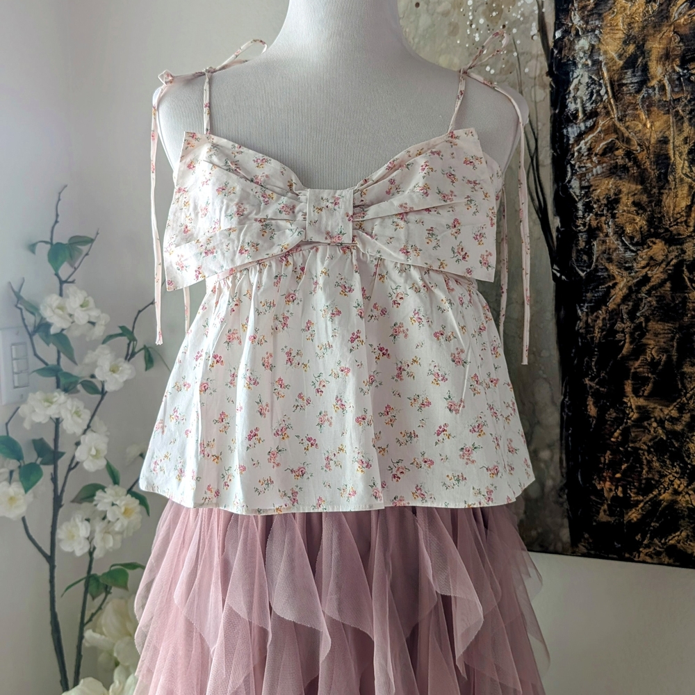 Floral White and Pink Women's Blouse